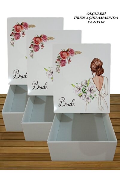 Sonem Çeyiz Sandık Gelin Damat Bohça Kutusu Çeyiz Sandığı Kolisi 3lü 0152