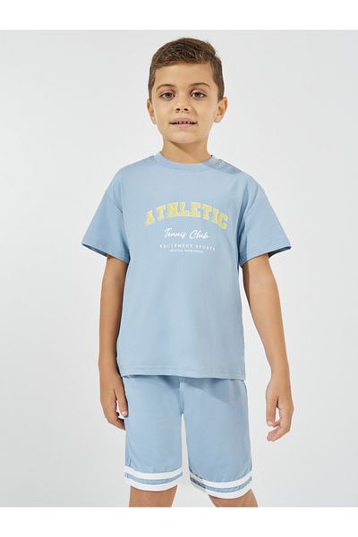 Styli Slogan Print Oversized T-Shirt & Shorts Set