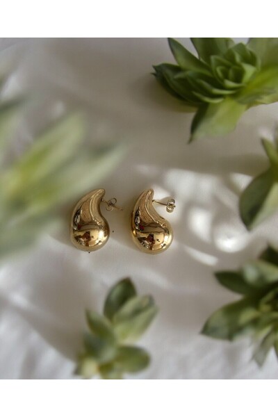 STAİNLES sarı Renk Göz Yaşı Bottega Küpe Kadın Damla Küpe Vip Küpe elegant deneme ürün