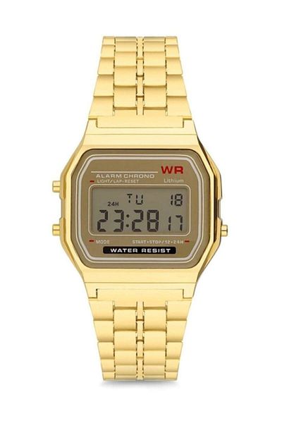 Leerybee Casio Model Elegant Gold Color Unisex Wristwatch with Calendar Alarm Lighting Feature