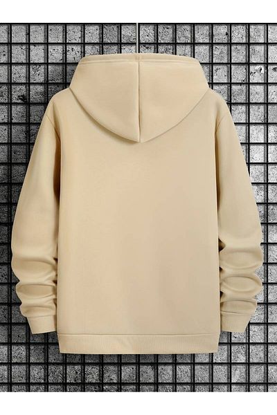 PALPİTO Μπεζ φούτερ με κουκούλα Unisex - 4 ως στάμπα, 3 νήματα