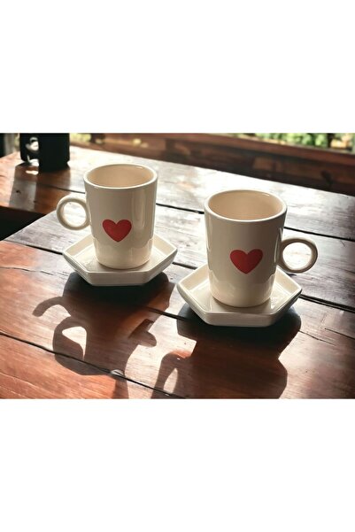 MeGgDecor 2'Lİ KALPLİ FİNCAN SETİ