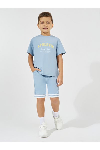 Styli Slogan Print Oversized T-Shirt & Shorts Set