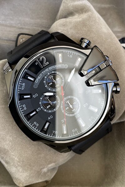 Leerybee Büyük Kasa 56 Mm Spor Erkek Kol Saati Deri Kordon Çelik Kasa Erkeğe ...