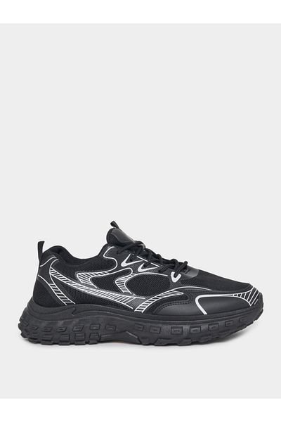 Styli Textured Lace Up Chunky Sole Sneakers