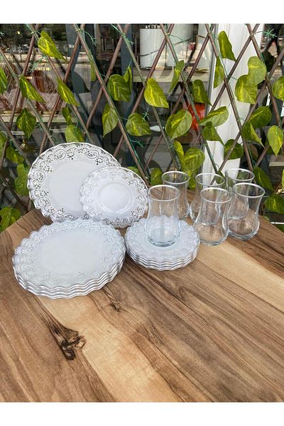 GÜRCÜGLASS Lace 18 Prç Tea Delight Silver