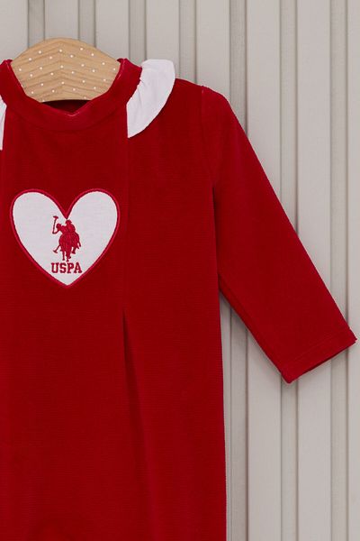 U.S. Polo Assn. بذلة طفلة حمراء