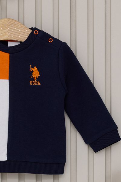 U.S. Polo Assn. طقم بيبي بوي برتقالي مكون من قطعتين