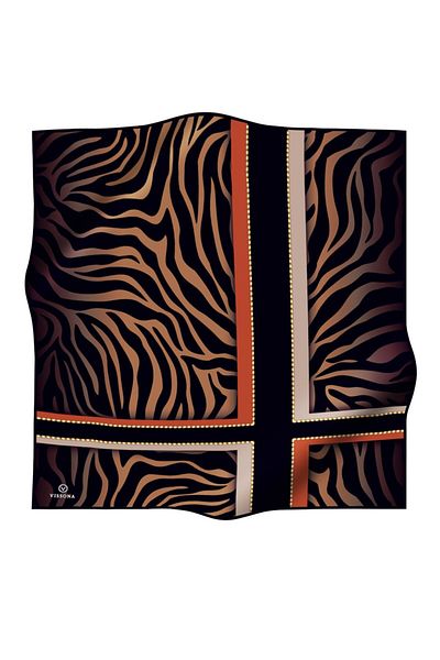 Vissona Γυναικείο μεταξωτό μαντήλι Twill Χρυσό Μαύρο