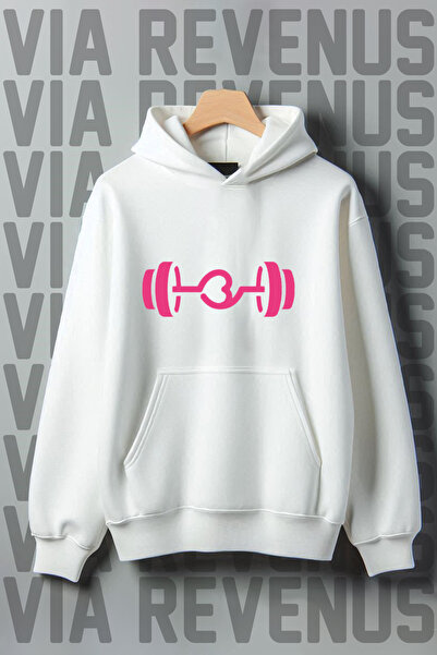 Vordevia Heart Štampano Džemper za teretanu - Kengur džep, 3 niti, O Oversize...