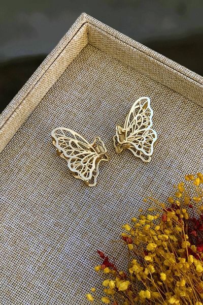 İnci Accessories Μεταλλική αγκράφα 2 τεμαχίων Butterfly Model χρυσό