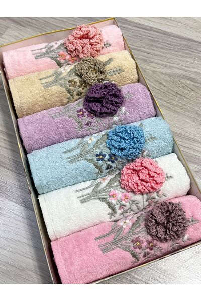 AYHANHOME Комплект кухненски кърпи от 6 части - 30x50 ръчно изработени цветя, бродирани