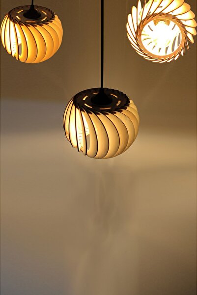 MayWood Dekoratif Ahşap Avize