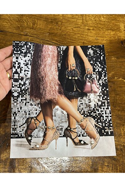 Gönülden Tasarım Zircon Stone Femei Visual - 23x19 cm Aplicație cu cusături maro