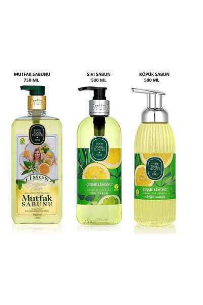 Eyüp Sabri Tuncer Eyüp Sabri Tuncer Maintained Hands Set - Lemon Kitchen Soap, Fountain Lemon Liquid and Foam Soap