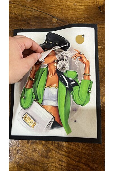 Gönülden Tasarım Zeleni cirkon Sa kamenim vezom - 3D Armadik aplikacija, 23x1...