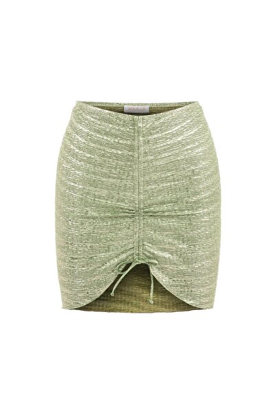 AQUELLA Fusta plisată și adunată verde ulei