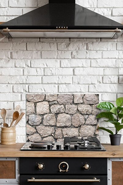 Decovetro 76x50 см Кам'яна стіна з візерунком - Захисний екран для каміна