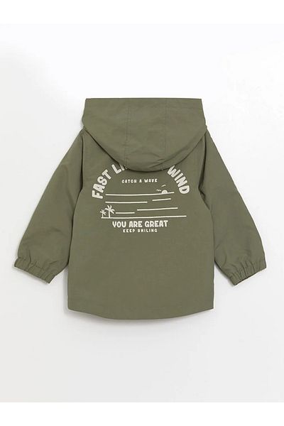 LC Waikiki LCW baby Baby Boy Πράσινο με κουκούλα με στάμπα αδιάβροχο