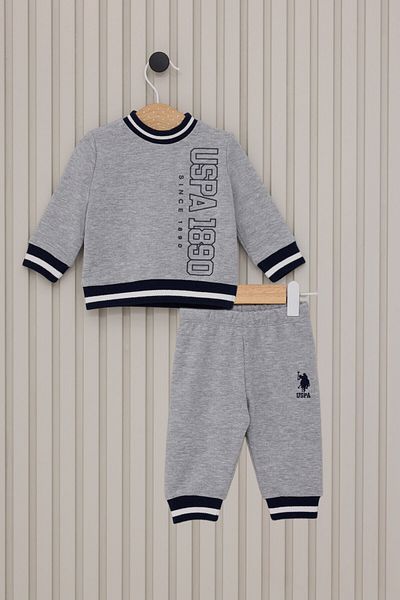 U.S. Polo Assn. Baby Boy Gray 2-Piece Baby Set