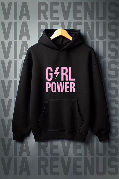 Vordevia Girl Power Printed Oversize Hooded Sweatshirt - Kangaroo Pocket, 3 Thread Raster
