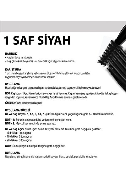 Neva 2'Lİ SET Kaş Boyası 1 SAF SİYAH + Kaş Açıcı Krem (vegan)