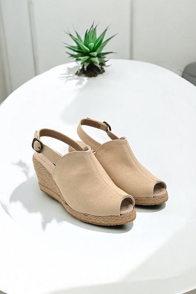 Y&D Shoes Wedge Heel Open Toe Linen Sandals Espardil