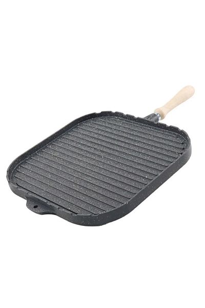 COOKCASE 36 Cm Square Gray Granite Grill - Double Sided and Faceted Pancake Pan