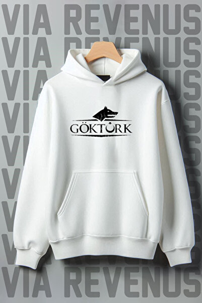 Vordevia Світшот з капюшоном і кишенями з малюнком «Гьоктюрк» з 3 ниток