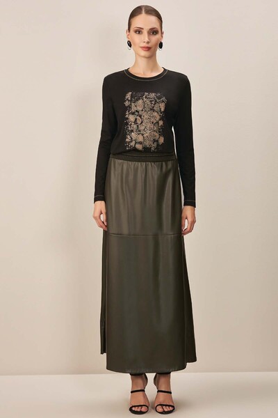 Guitar Evaze Haki Deri Etek