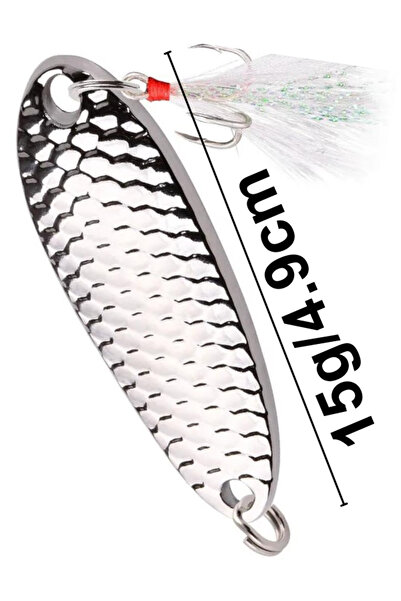 eagenset Kaşık 15gram / 4,9c.m Gümüş Yapay Yem, Spin, Rapala, Jig Yem, Zoka Yem, Alabalık, Çinekop