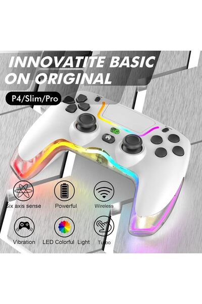 MEGAMUS P07 kablosuz oyun PS4 IOS/Android/PC RGB Bluetooth konsolu Gamepad