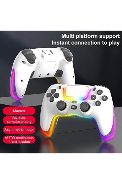 MEGAMUS P07 kablosuz oyun PS4 IOS/Android/PC RGB Bluetooth konsolu Gamepad
