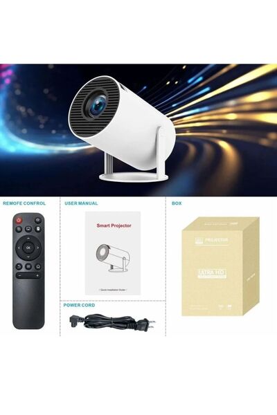 MRSTEKNOLOJI Taşınabilir Sinema Projektörü ULTRA HD HY 300 PRO PROJEKSİYON Cİ...