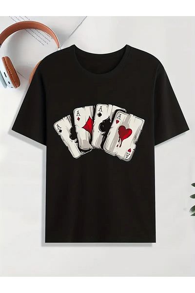 PALPİTO Ανδρικό Oversize Μαύρο T-Shirt - 4 As Printed