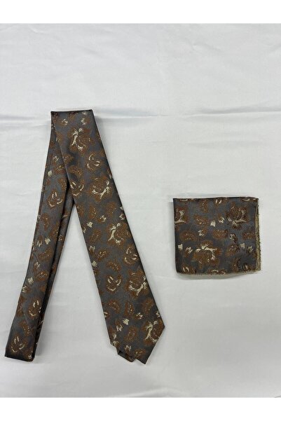 GİORGİ CORN GRİ BEJ ÇİÇEKLİ KRAVAT