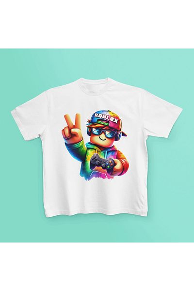MAGORS Roblox Gamer Printed - Tricou pentru copii din bumbac cu mânecă scurtă, cu decolteu