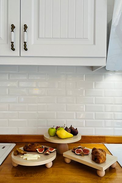 justwood 3-piece Mdf Plate Beech Footed Small Presentation Set
