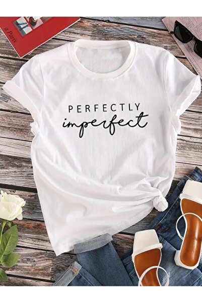 PALPİTO تي شيرت أبيض كبير الحجم - نسائي، مطبوع بشكل مثالي