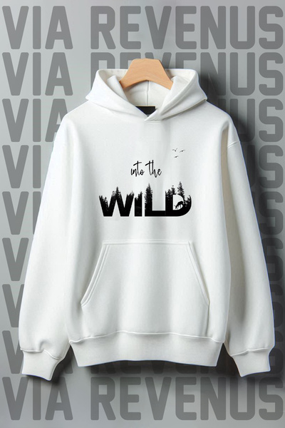Vordevia Into The Wild Štampano - Bela majica sa tri niti K Sa kapuljačom, ši...
