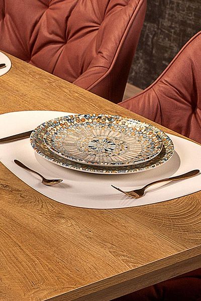 Bonna Porselen Luca Mosaic 19cm Flat Plate 6Pcs Set