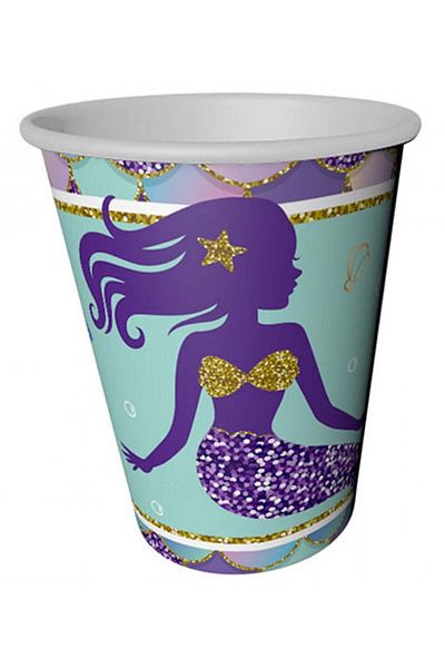 turkuaz parti 8-PIECE SEA GIRL THEMA CONCEPT CARDON PLATE AND CUP SET
