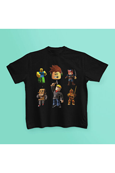 MAGORS Roblox Characters Printed - Tricou pentru copii din bumbac cu mânecă s...