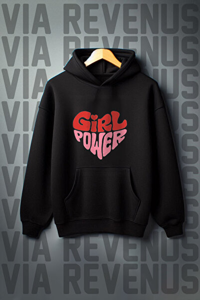 Vordevia Світшот з капюшоном і принтом Girl Power - кишеня-кенгуру, 3 нитки ш...