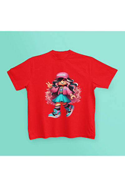 MAGORS Roblox Girl Printed Circular Neck Cotton Short Sleeve Children's T-Shirt