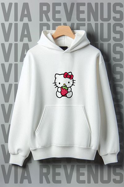 Vordevia Kangaroo Printed - 3 Thread Ribbed Oversize Hooded Sweatshirt