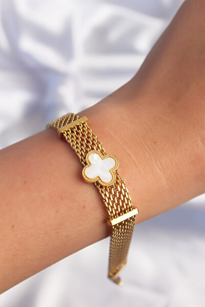 Moka Shopin سوار MokaShopin 316L ذهبي اللون مطلي بالمينا - حبل من القش