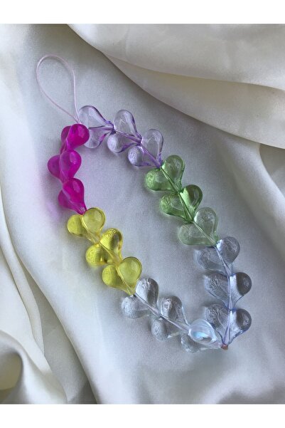 PEONY peonyofficiall Renkli Şeffaf Kalp Tasarım Telefon Charmı Ithal Telefon Ipi