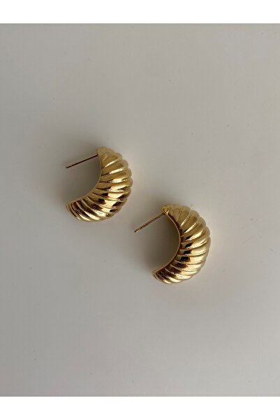 Owentis Çelik Gold Vintage Bold Model Croissant Küpe -kararma Yapmaz-