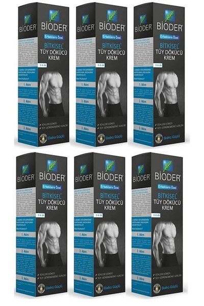 Bioder Cream Colored Herbal Hair Remover for Men - 100ml x 6 Pieces